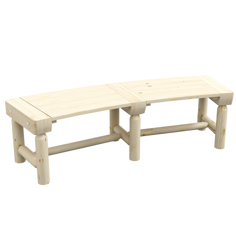 Chaise longue de patio - Bois semi-circulaire, naturel pour la pelouse, patio extérieur, cour, pelouse