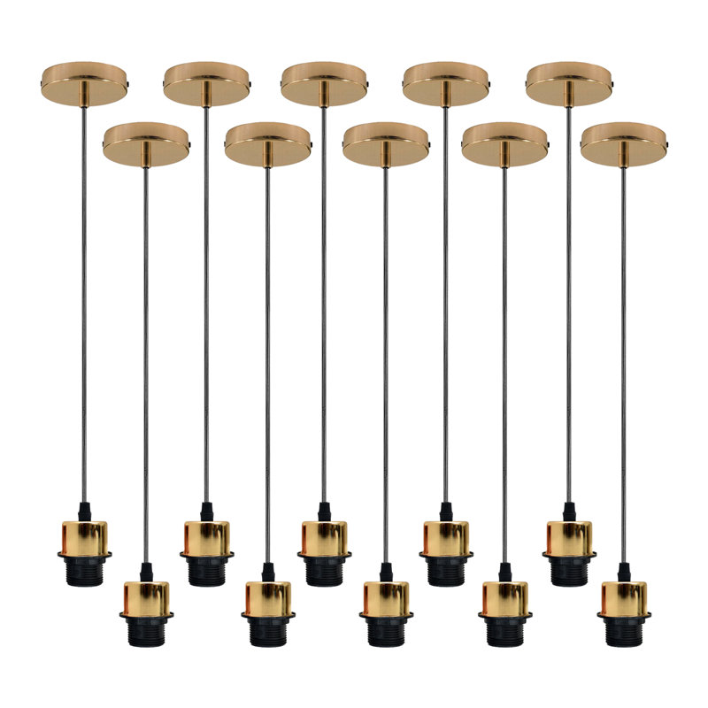 Bithlo 10x Industrial E27 single Pendant Light Holder Set – Williston Forge Adjustable Ceiling Fittings with 95cm Cable for Home or Commercial Use