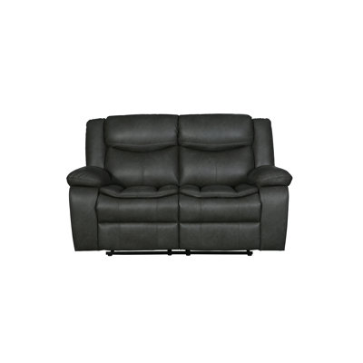 Global United Transitional Leather-Air Reclining Loveseat