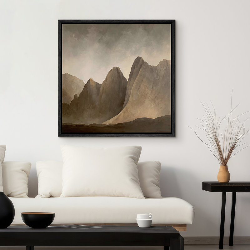 «Dramatic Rocky Mountain Peaks Landscape Wall Decor for Living Room encadrée, reproduction d'art sur toile encadrée dans la chambre principale