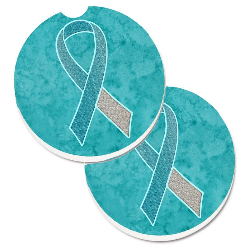 Sous-verre Ribbon for All, Bleu sarcelle / blanc
