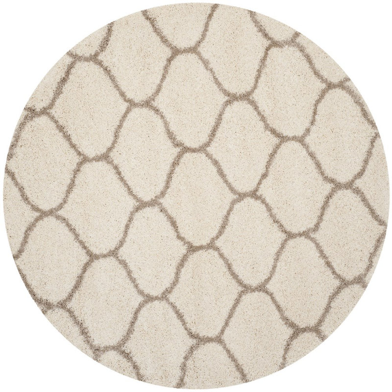Tapis à poil long Tate Hudson, Rond 5 pi 3 po, Ivoire/beige