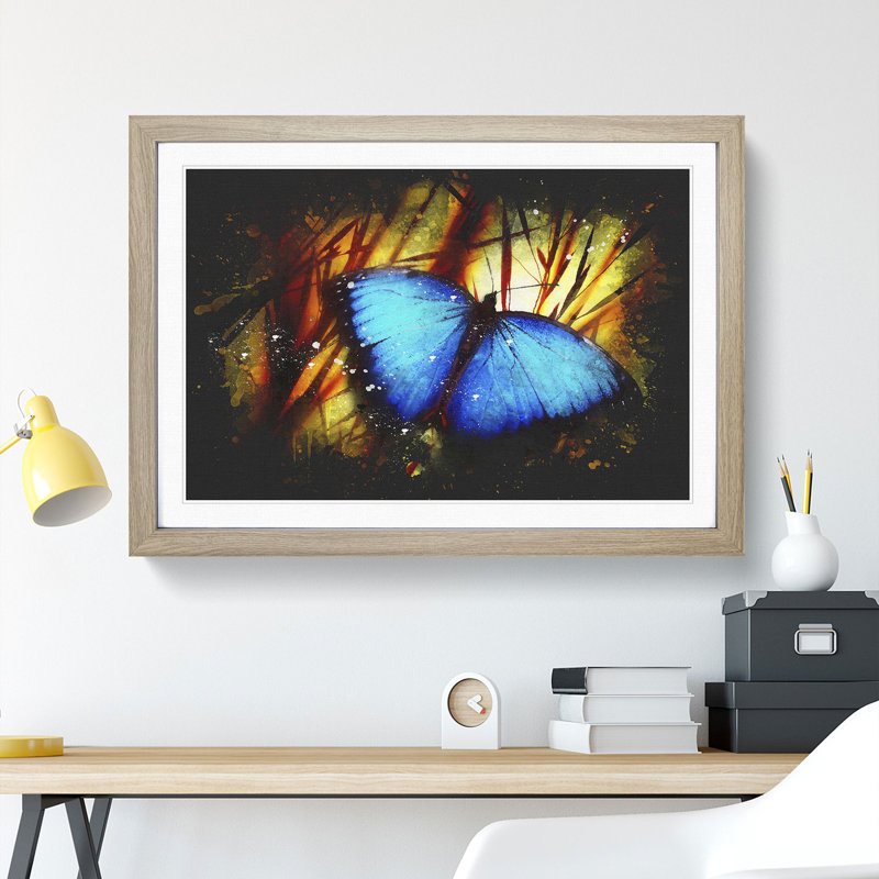 Butterfly Vol.7 - Picture Frame Painting, Oak Framed, 65cm H x 90cm W x 2cm D