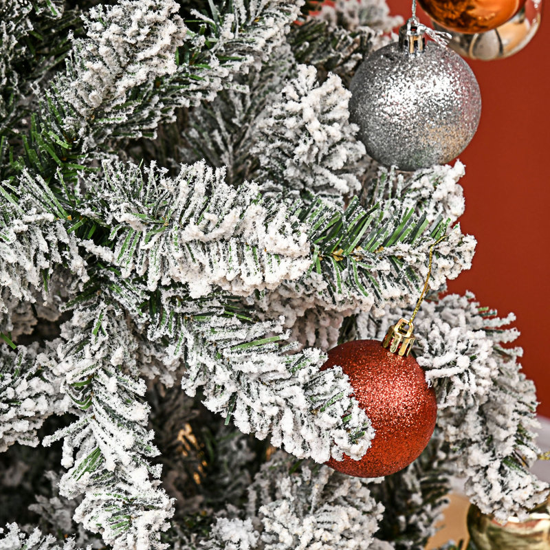 Arbre de Noël artificiel pin enneigé avec branches réalistes et 394 pointes, 8.9'