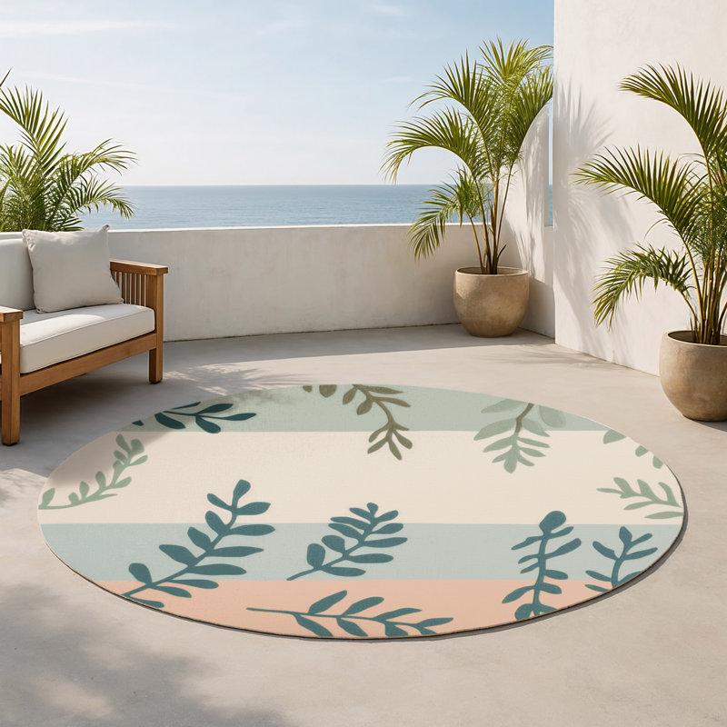Tapis intérieur et extérieur Sunset Orchard, Rond 5 pi