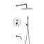 Robinet mélangeur de luxe en laiton massif à 3 fonctions mural, débit de 1,8 gal / min et deux pommes de douche avec valve brute-58146945