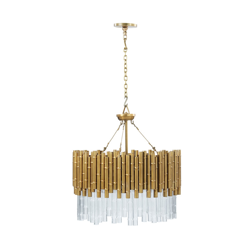 TA Illuminations Chandelier, Lighting Brass Bamboo, 17.5" H x 27.75" W x 27.75" D, 6 Lights
