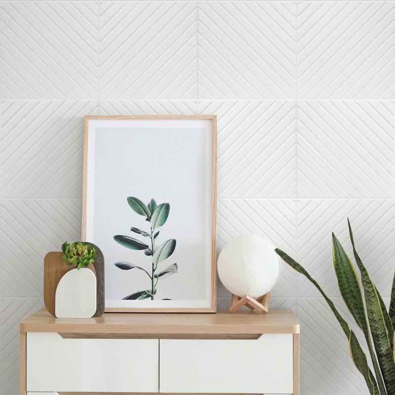 Panneau mural acoustique pelez et collez en PET 11,8 po x 11,8 po, feutre insonorisé à lattes diagonales 3D avec 96 pattes adhésives