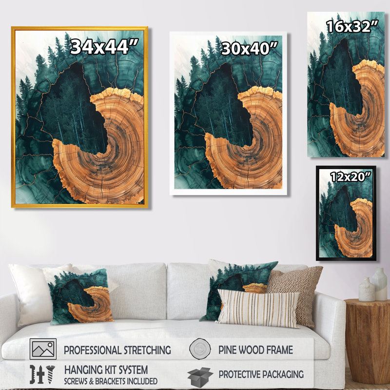 Geovana forêt émeraude ondule à travers les bois I - forêt décoration murale, H 20 po x l 12 po, Noir