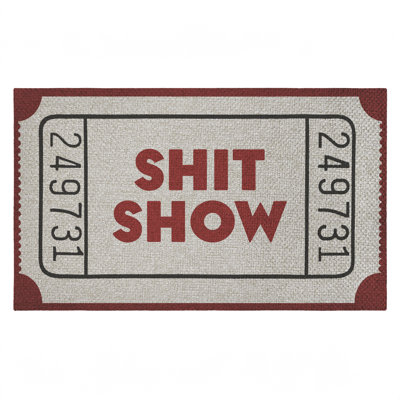 Red Sh*t Show Ticket Outdoor Door Mat, design by Lil' Rue, 18"x30"