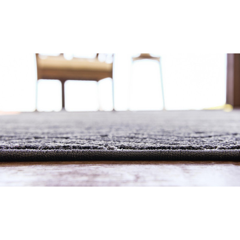 Tapis géométrique noir intérieur / extérieur, Rond 8 pi