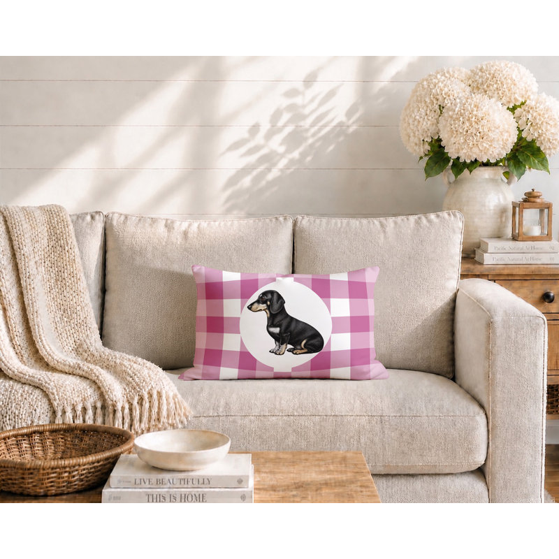 Coussin réversible intérieur / extérieur Dachshund Dog, 25 x 18, Magenta