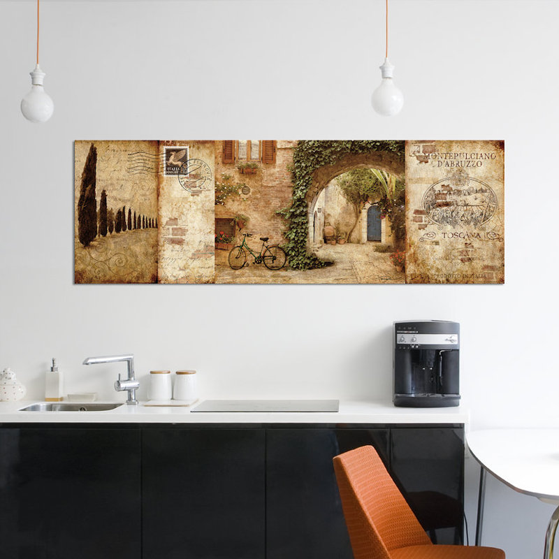 « tuscan courtyard », reproduction d’impression sur toile tendue, H 12 po x l 36 po x P 1,5 po