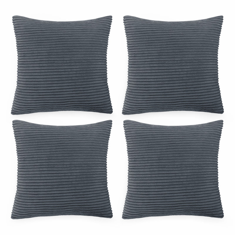 Striped Square Euro Cushion Cover, Grey