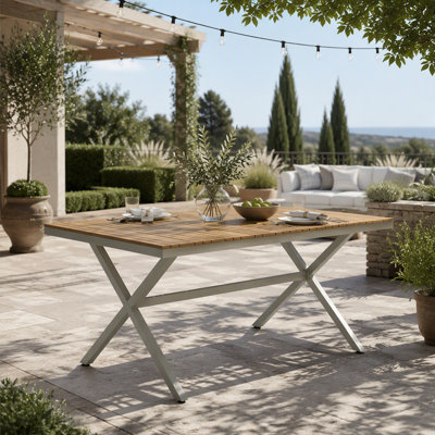55.12" Rectangular Patio Table with X-Shaped Legs