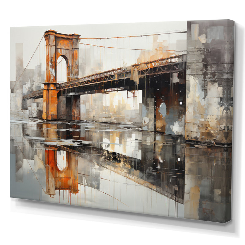 Edem " Grey Bridge Industrial Crossings ", H 24 po x l 32 po x P 1 po, Toile tendue