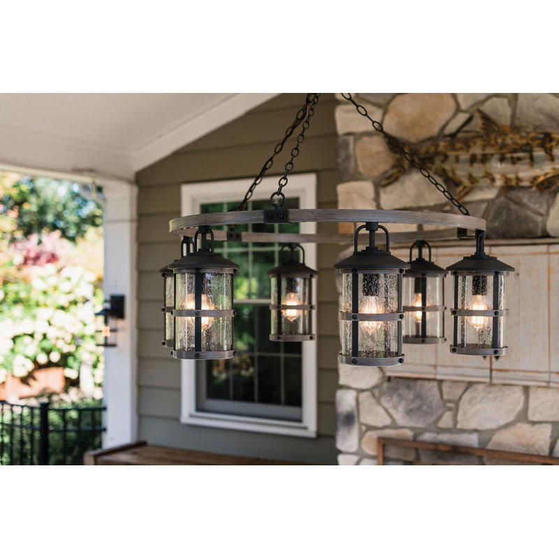 Black Cast Aluminum 6-Light Outdoor Hanging Lantern