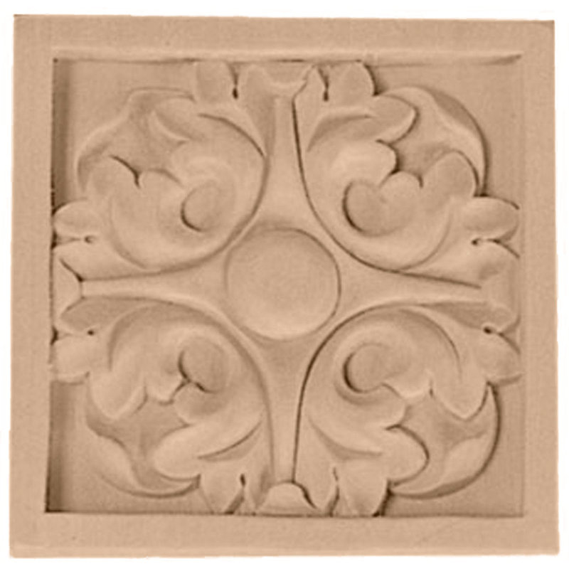 3'' H x 3'' W x 0.625'' D Wood Rosette Applique