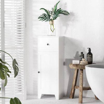 Armoire de salle de bain avec tablette et tiroir réglables - Design tendance blanc pour le salon