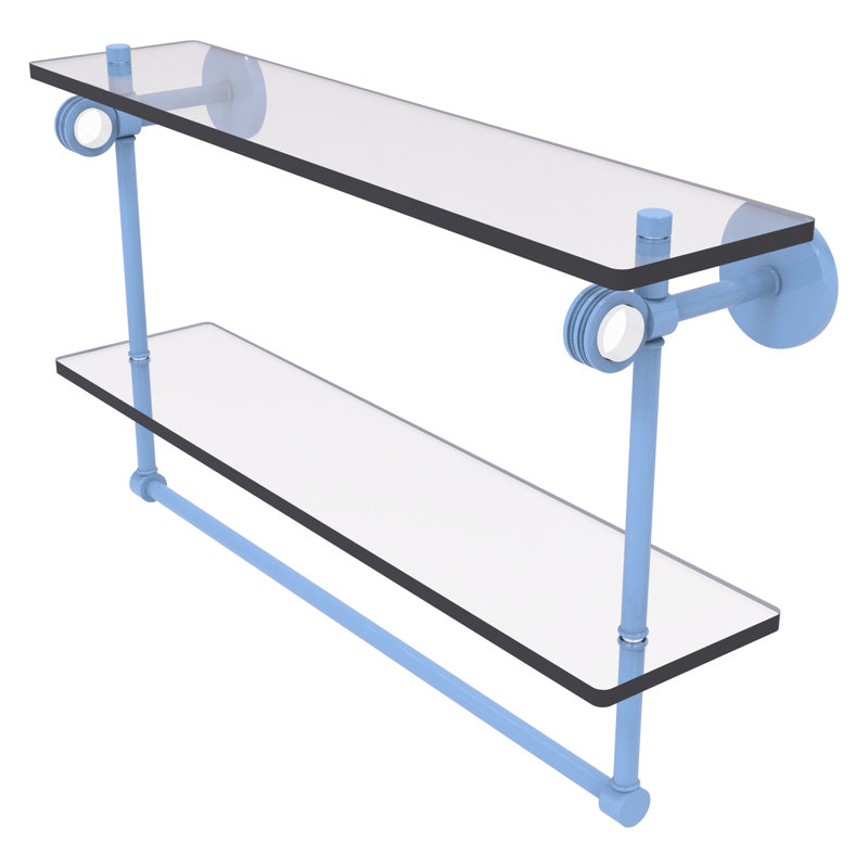 Tablette flottante 2 pièces avec barre à serviettes Clearview, H 12,8 po x l 22 po x P 5,6 po, Bleu troll plat