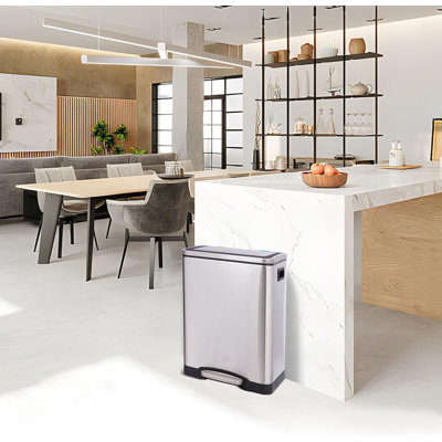Poubelle à double compartiment 30L / 8Gal, poubelle en acier inoxydable avec seaux amovibles et couvercle à fermeture en douceur