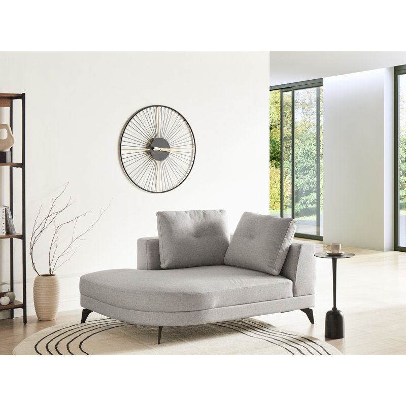 Upholstered Chaise Lounge, Right Hand Facing, Grey