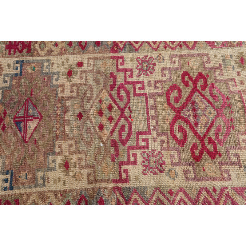 Vintage Wool Patchwork Runner, 31.5x134.3 Inch Red Rug