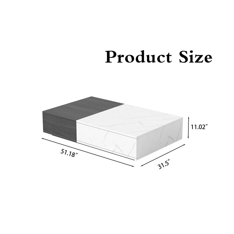 Table basse simple Rolette, Blanc / gris