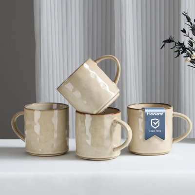 Ensemble de 4 tasses à café 14 oz en grès avec poignée
