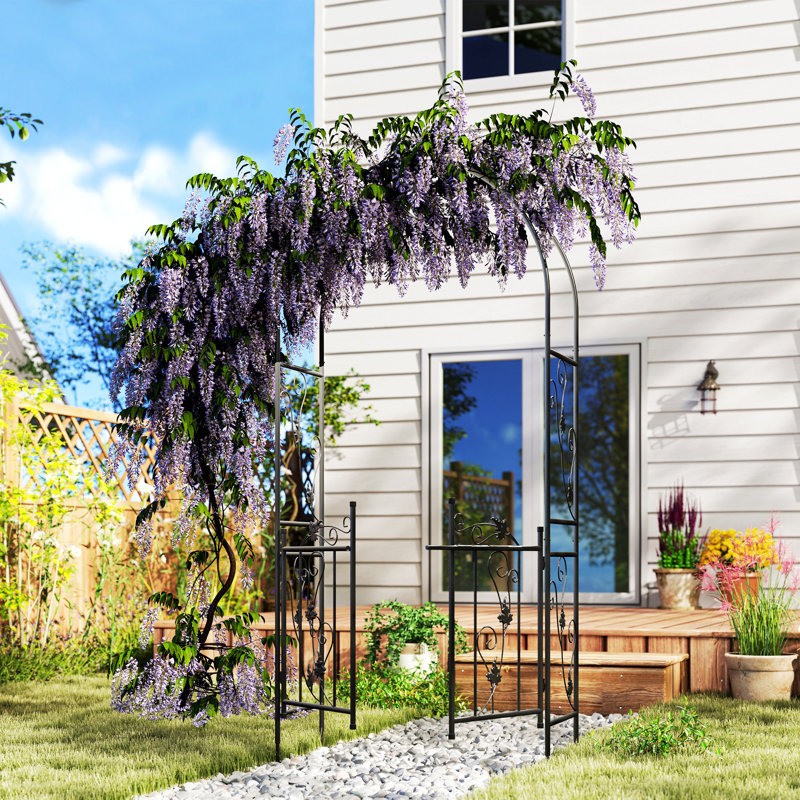 107cm W x 45cm D Steel Arbour Gate in Black