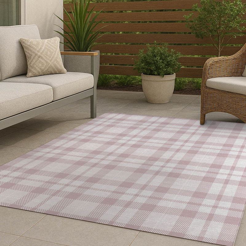 Gen Plaid Non-Slip Outdoor Rug, Rectangle 5' x 7'