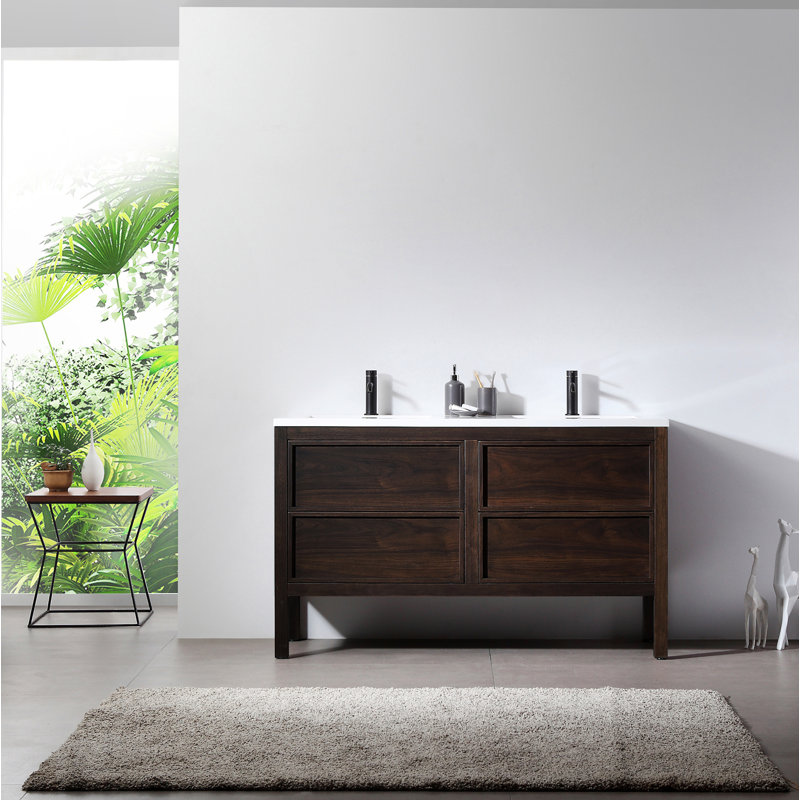 Ensemble de meuble-lavabo double 55 po Gonzalo, Noyer foncé