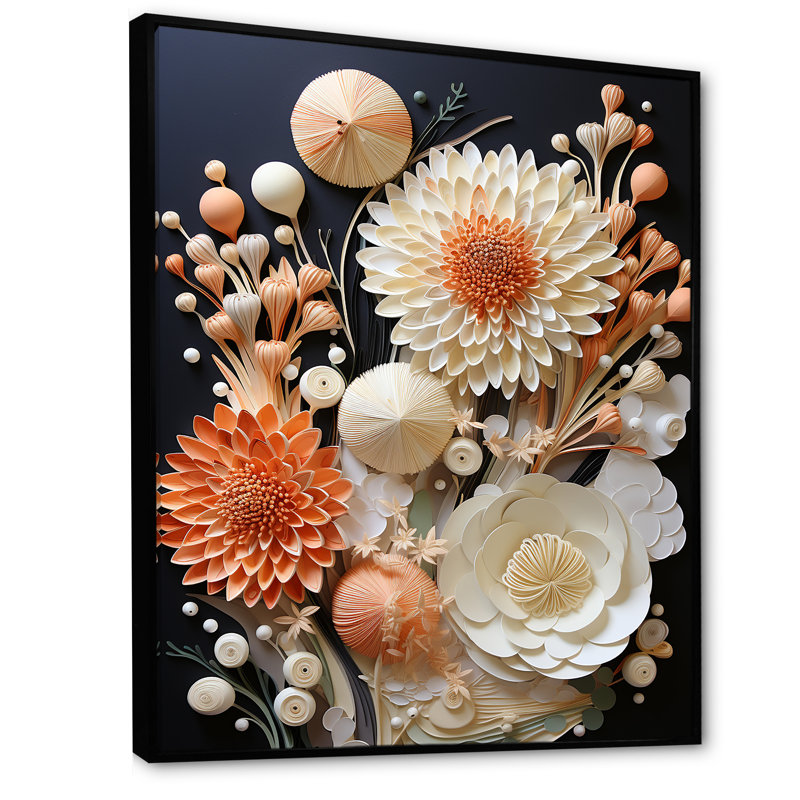 Fleurs de corail abstraites I sur toile, H 44 po x l 34 po x P 1,5 po, Cadre flottant noir