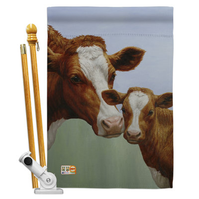 Polyester à 2 côtés 40 x 28 po de vache et de veau ensemble de drapeau