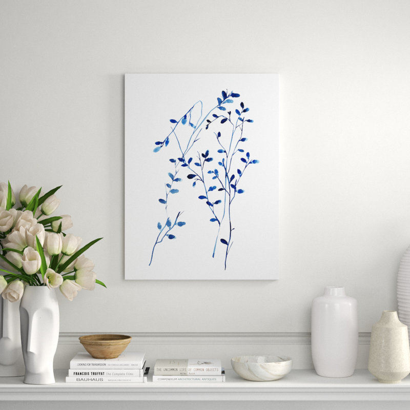 Foglie Blu III Print by Barclay Butera, 32" H x 24" W x 1.5" D, Glass Coat