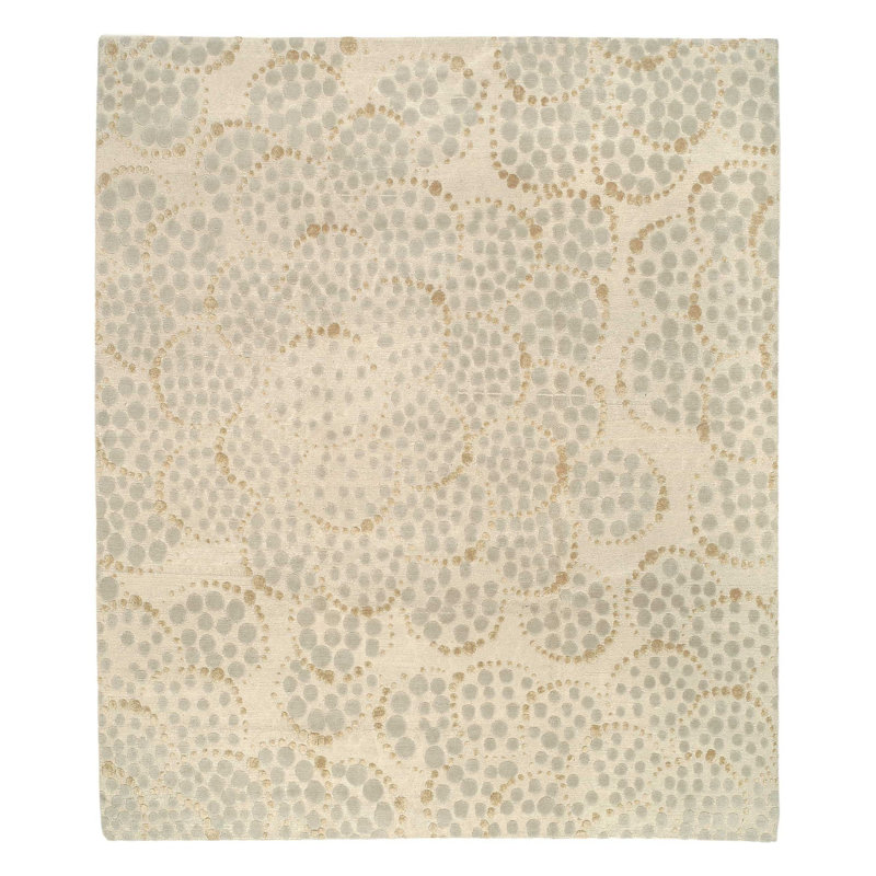 Effervescence Polka Dots Area Rug in Neutral/White, Rectangle 6' x 9'