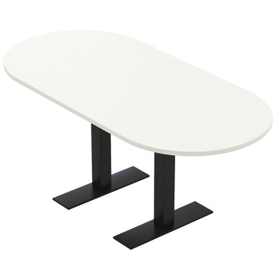 Racetrack Shaped Conference Table with Metal T Base