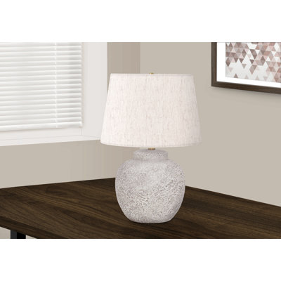 Lampe de table, abat-jour empire en lin ivoire, corps en urne crème classique, 22 po