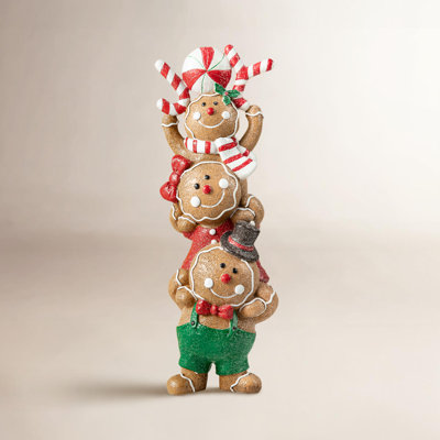 12.5"H Christmas Resin Stacked Gingerbread Figurine Table Decor