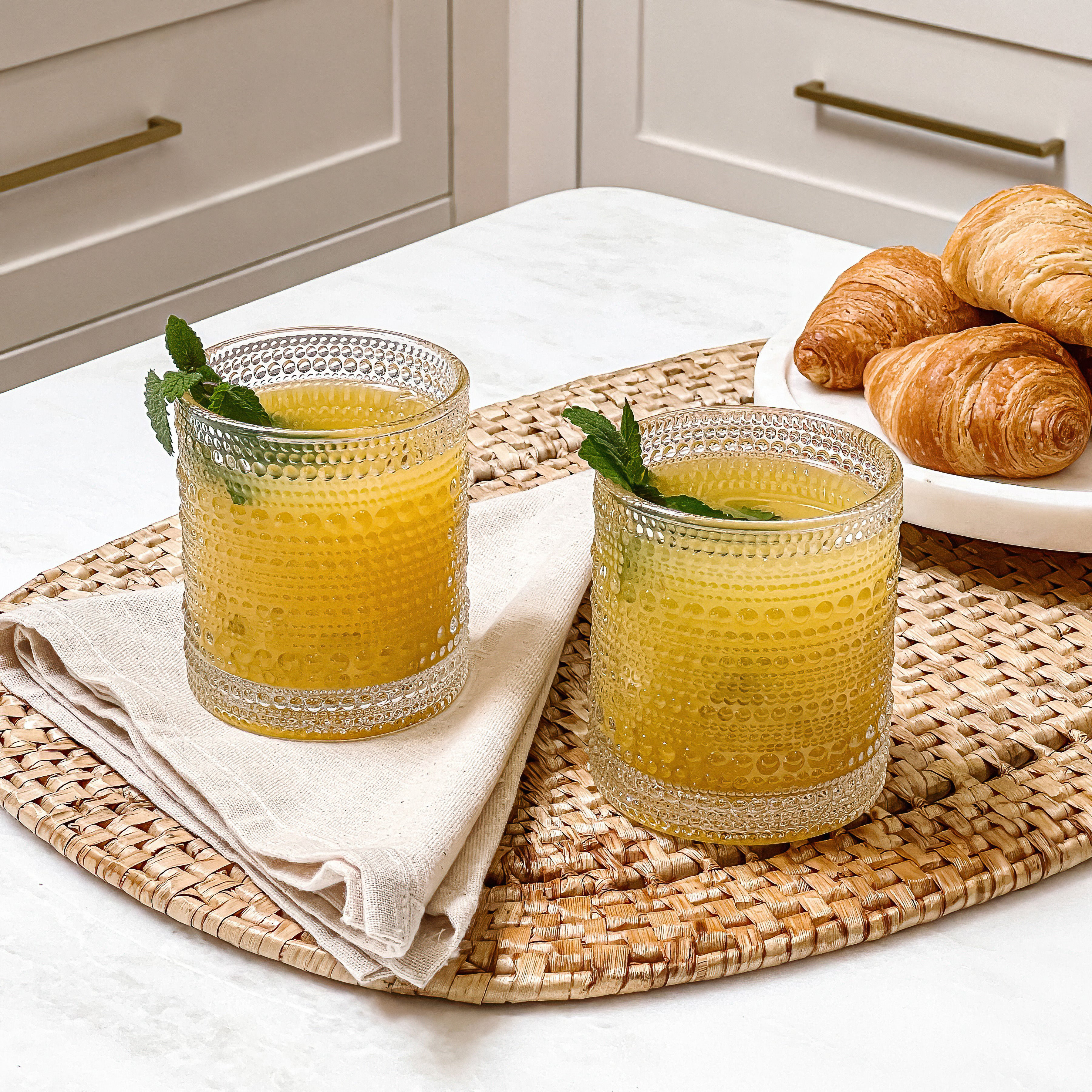 Dakota Fields Cissy 10 Oz. Textured Beaded Clear Glass (Set Of 6) & Reviews | Wayfair