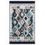 Tapis Bigghome, motifs turcs traditionnels réversibles 3 x 5 lavables à la machine - bleu et noir-117320624