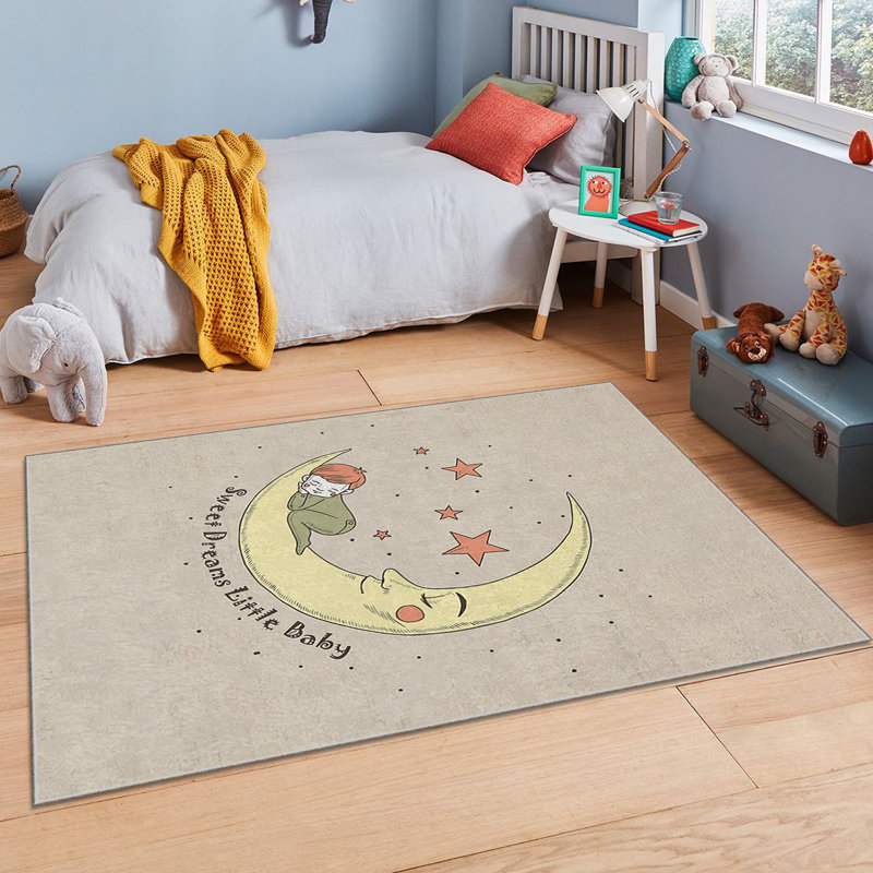 Luxurious Polyester Area Rug, 3.3 x 4.6 Feet | 740 g/m² Velvet Fabric, Non-Slip Felt Dot Underside, Laminated Sponge for Comfort | Antibacterial, Machine Washable at 86°F | Elegant Digital Print Design for Home Décor