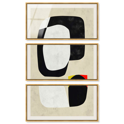 Ensemble d'art bohème minimaliste « Équilibre cinétique » encadré sur acrylique par Art Remedy, cadre blanc, 40 x 20