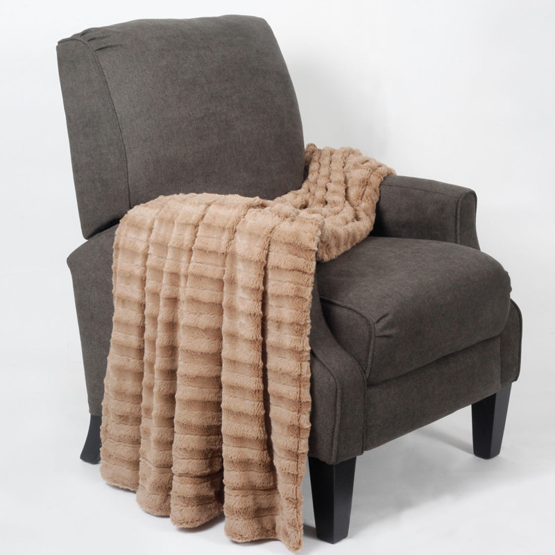 Derby Double Sided Faux Fur Throw, Ivory, 50" W x 60" L