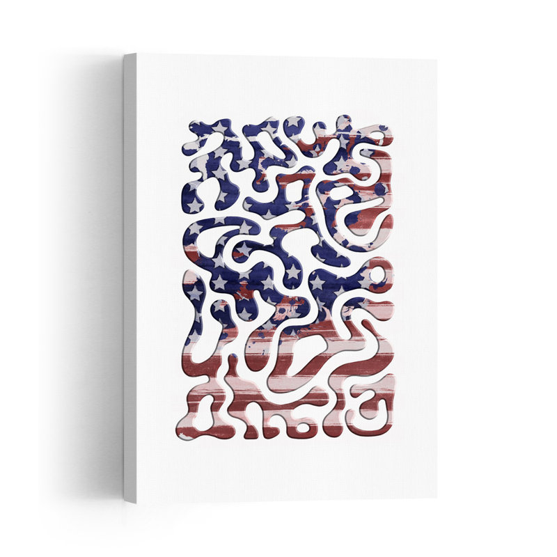 Abstract American Flag Abstract Modern Organic Landscape Nature Wall Art Print 1 Piece Wrapped Canvas Wall Art