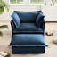 Fauteuil de salon avec chenille bleue, sièges spacieux, tissu amovible, chenille large et stable, confort d'assise profond, housses, structure-896245323