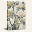 Tableau sur toile représentant des branches de magnolia aux tons verts et orange discrets-1789465011