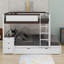 Lit superposé double avec lit gigogne simple, tiroirs et bureau-203330451