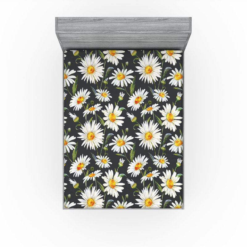 Drap-housse Ambesonne, Drap-housse de taille très grand, Orange brûlé, vert olive / floral