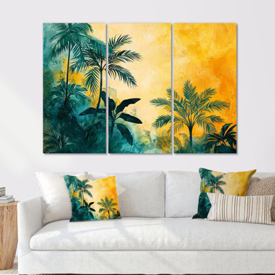 Palmiers sur une île tropicale I - ensemble de 3 palmiers